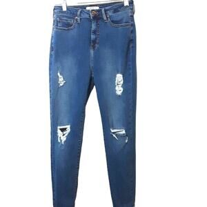 Womens Sz 27 Distressed Destroyed Trashed Grunge Highrise Skinny Forever 21 Jean